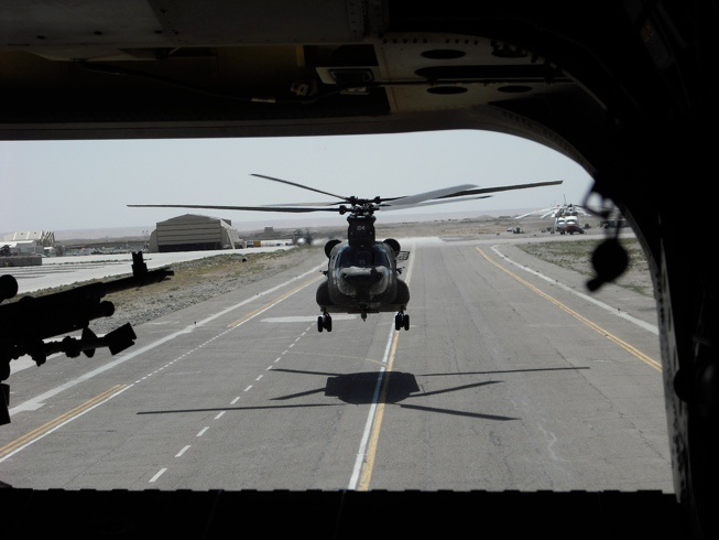 A CH-47 Chinook taking off...