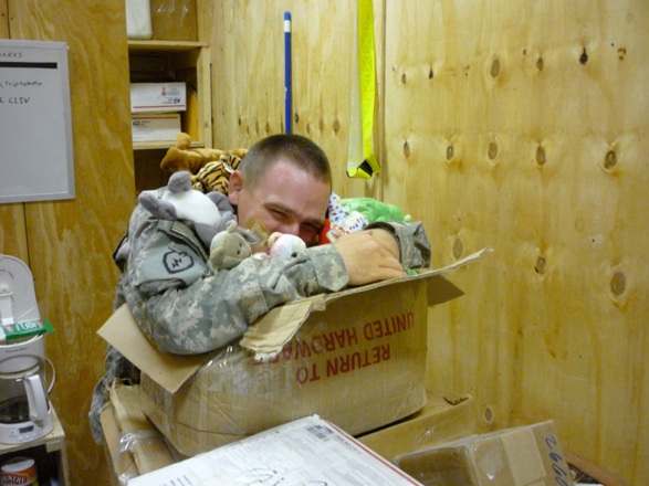 Sgt. Neal was viciously attacked by a box of beanie babies!  We'll be giving these out in a few weeks to the kids at the local school...