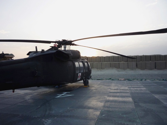 Sunrise, and a Medivac chopper waiting on the HLZ. Thankfully it was a slow day!