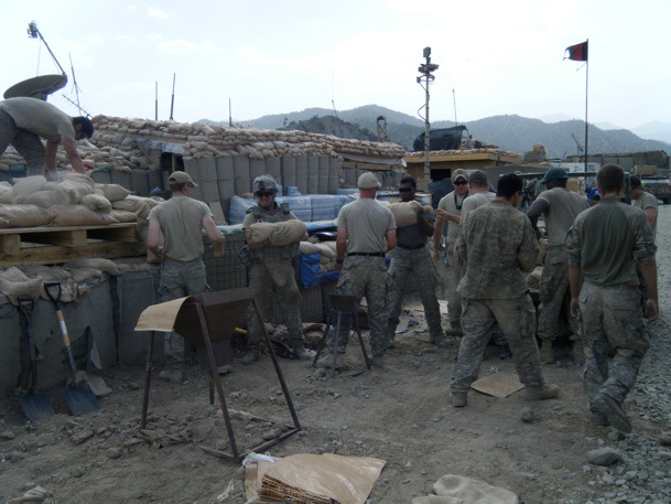 Making it safe, building bunkers and laying sandbags.