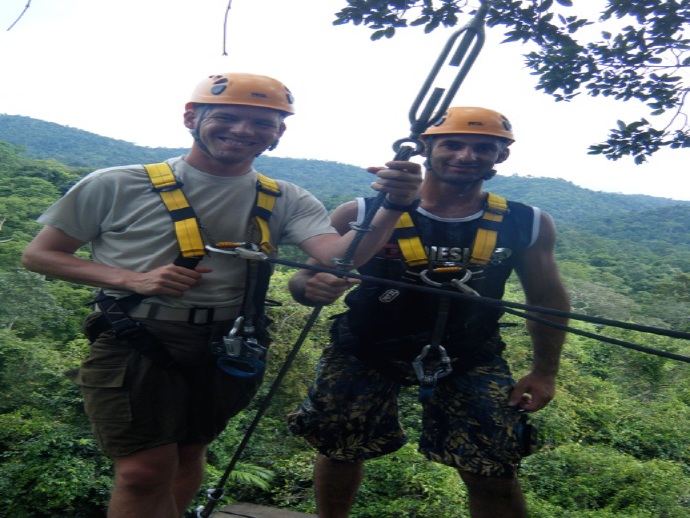 John (a friend) and I in the treetops...