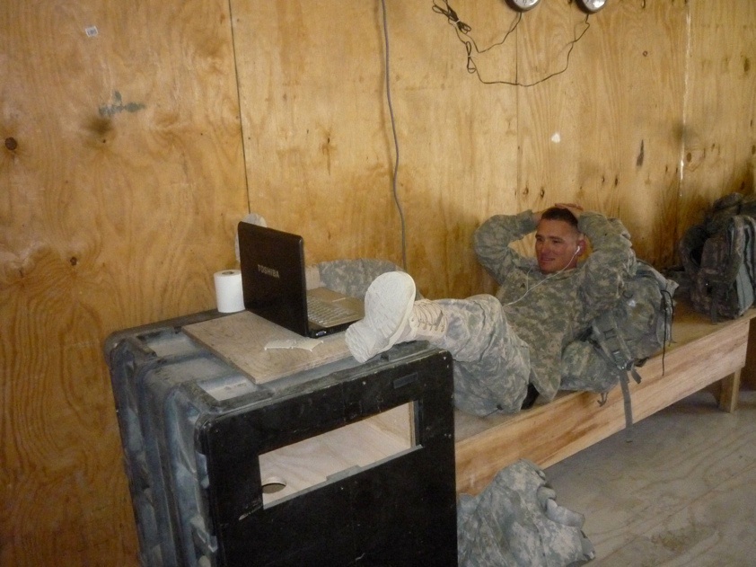 Sgt. Neal's last mission before R&R leave. I don't know, he looks pretty relaxed to me already...