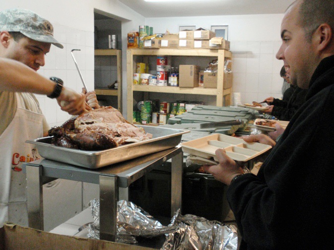 Carving up the Turkey at FOB Curry, The Cooks put on quite a spread!